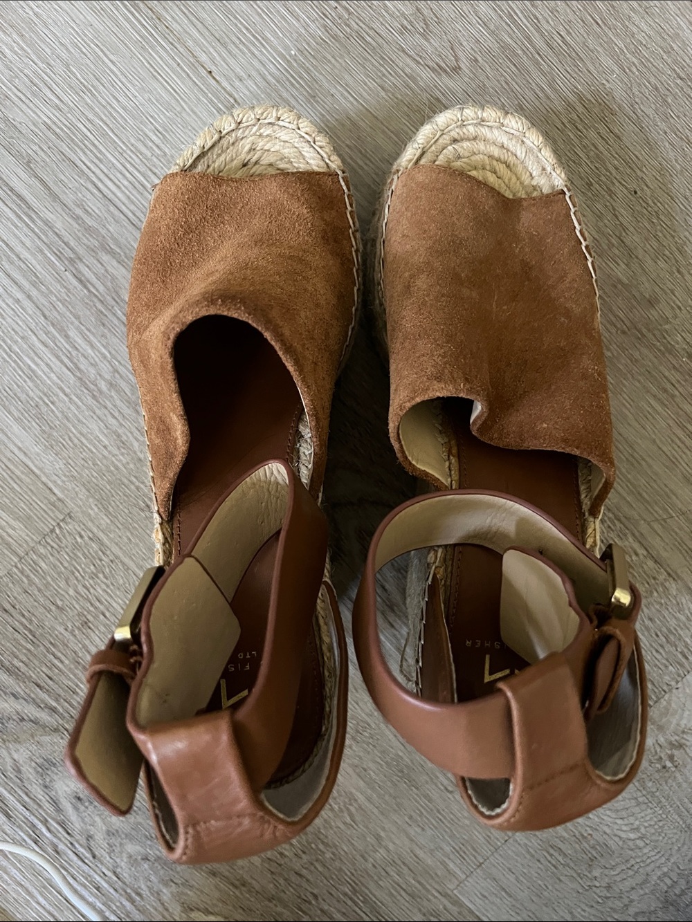 Marc Fisher Brown Suede Espadrille Wedge Sandals